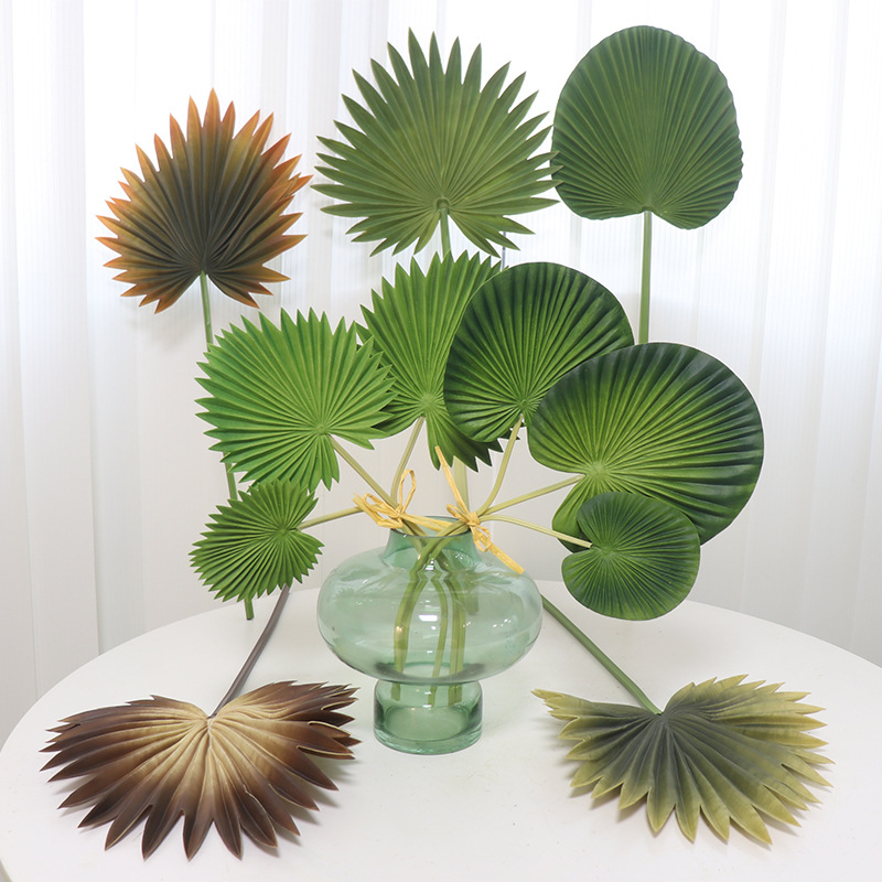 亚马逊热销仿真芭蕉叶PU棕榈叶仿真植物插花葵叶扇叶北欧家居装饰