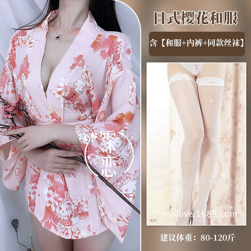 핑크 프린트 + 흰색 망사 스타킹