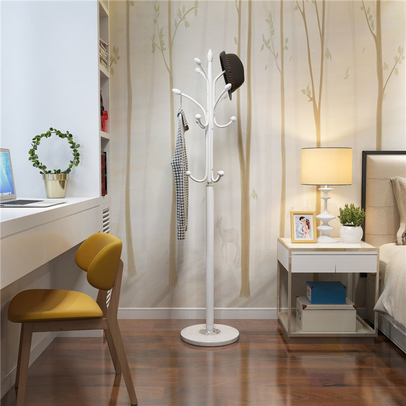 Floor-Standing Clothes Rack Marble Coat Rack Bedroom Living Room Bag Rack Iron Clothes Rack Vertical Clothes Rack Single Pole Clothes Rack