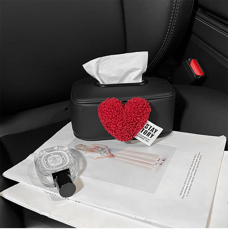 Creative Heart-Shaped Car Armrest Box Tissue Holder, In-Car Storage, 2025 New Model, High-End Car Dashboard Organizer