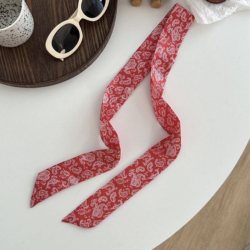 Pañuelo de seda, tira larga, sentido de alta gama, nuevo pañuelo de seda de imitación, pañuelo en la cabeza, cinturón para el cabello, bolso para el cabello atado, cinturón decorativo con serpentina