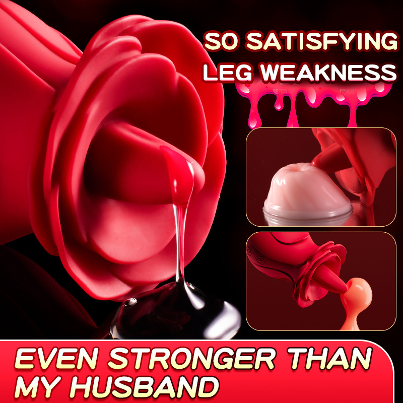 Vibrating Egg Rose-Tongue Clitoris Stimulator, red lips design, compact 0.1 kg