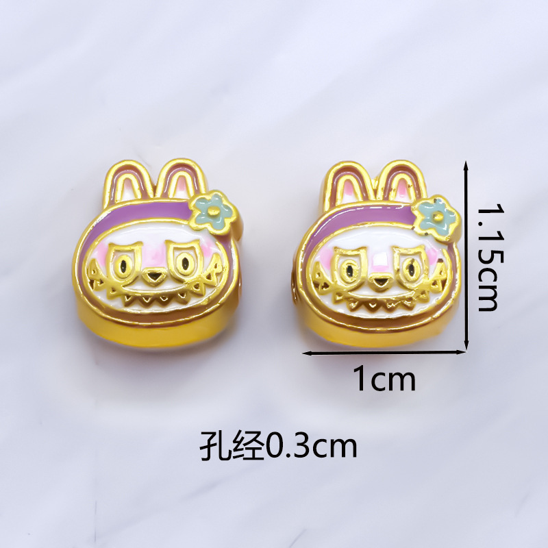 色保持ゴールデン diy 漫画かわいいラブブブブレスレットネックレスラブブブスペーサービーズ手作りロープ材料卸売|undefined