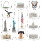 Cross-border children's cognitive simulation Statue of Liberty White House Empire State Building Liberty Bell American building model ornaments