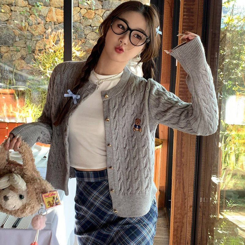 Spring Korean Style Wear Sweater Cardigan Women's 2025 New Knitted Coat High-grade Twist Top