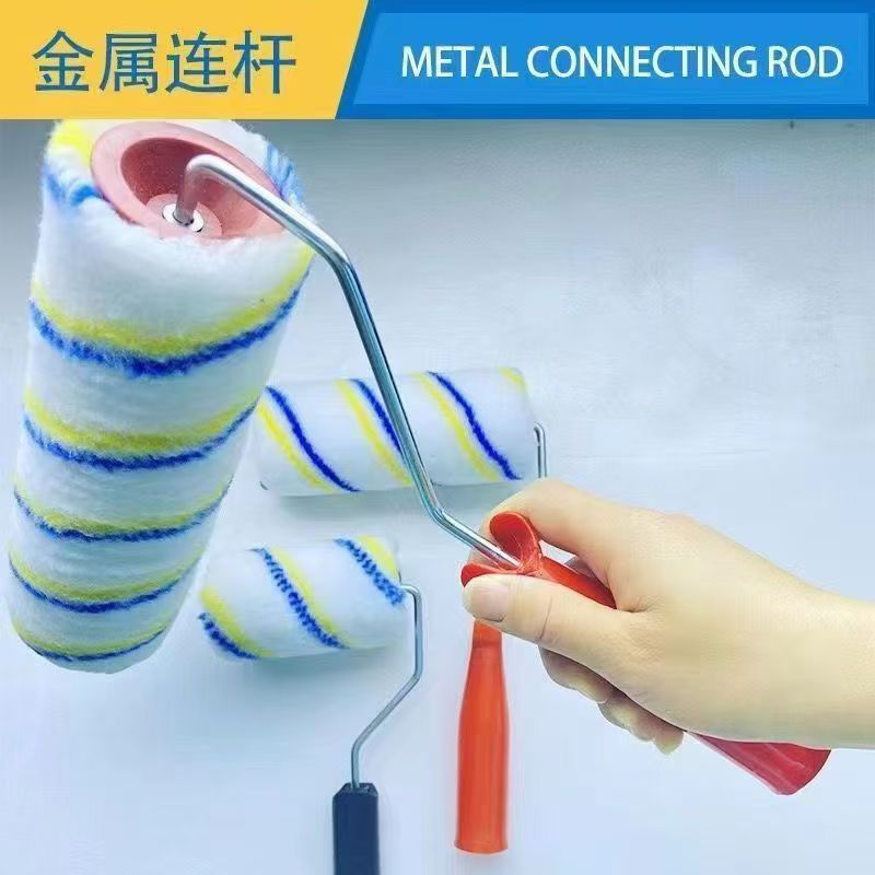 メーカー卸売 9inch 中毛内外壁ペイント ラテックスペイント防水塗料粘着ローラー黄色と青のストリップローラーブラシ|undefined