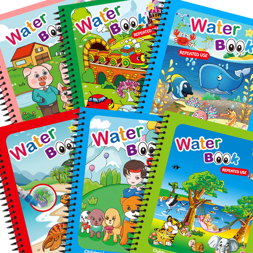 Children's Magic Water Painting Book for Brain Development, Reusable Water Painting Activity Book for Kindergarten, Washable Coloring Book