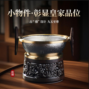 Titanium Tea Strainer Solid Wood Tea Strainer Holder Tea Leaf Filter Tea Set High-End Tea Accessories Black Sandalwood Titanium Silver Tea Strainer