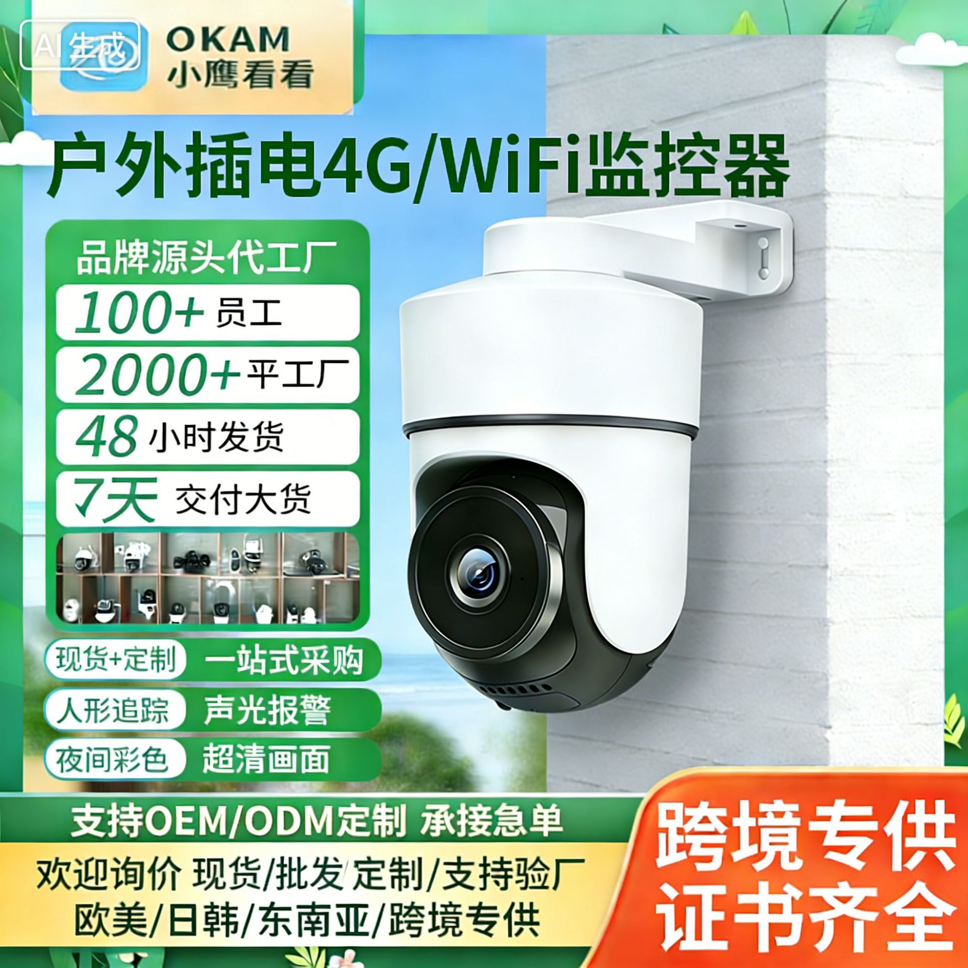 Kitty Eagle Look at Rainproof Surveillance Camera 4g Mobile Phone Remote Monitor Wireless Wifi 360 Degree Home Night Vision