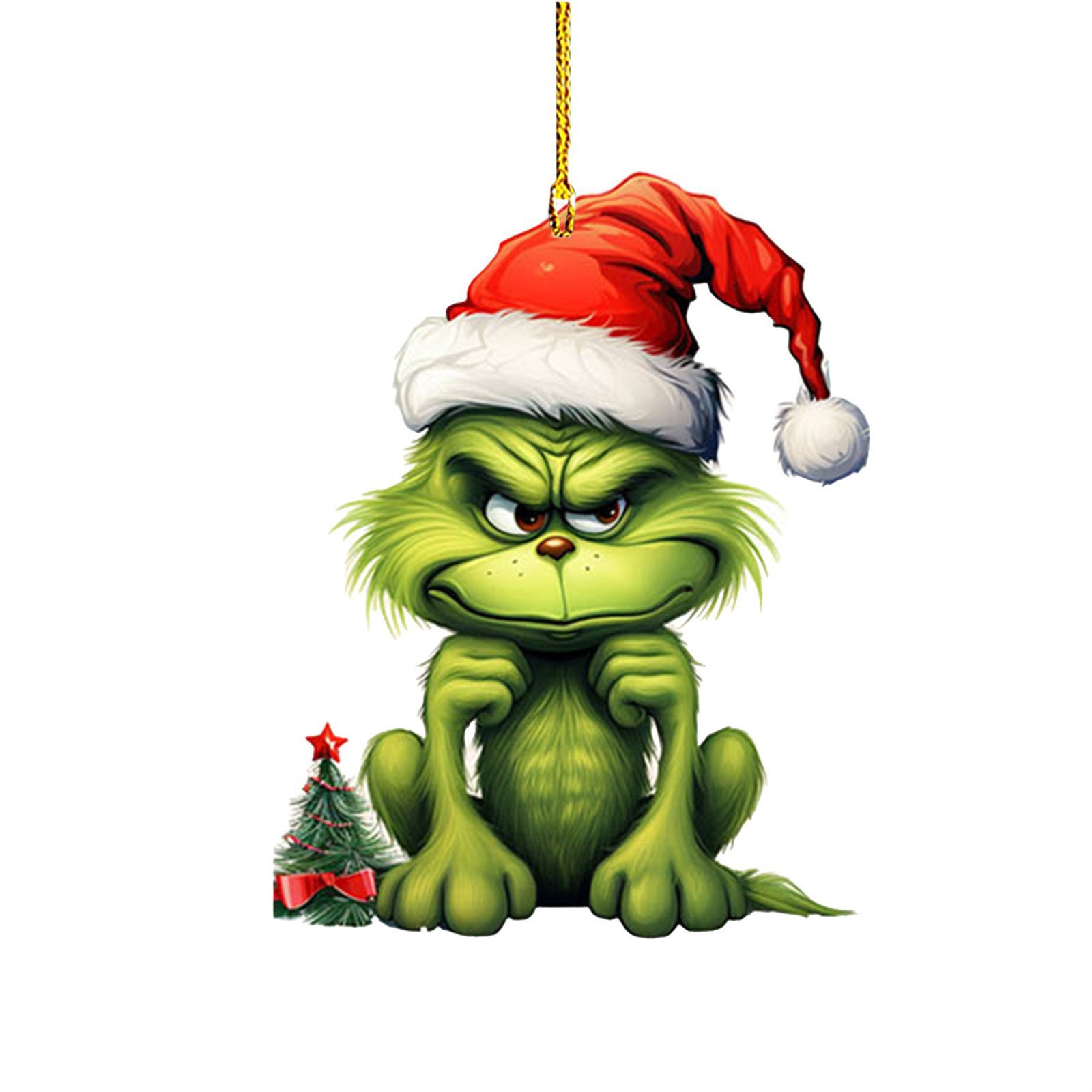 Nuevo producto transfronterizo: Colgante de coche de dibujos animados de hombreito verde para niños, decoración para árbol de Navidad y hogar.