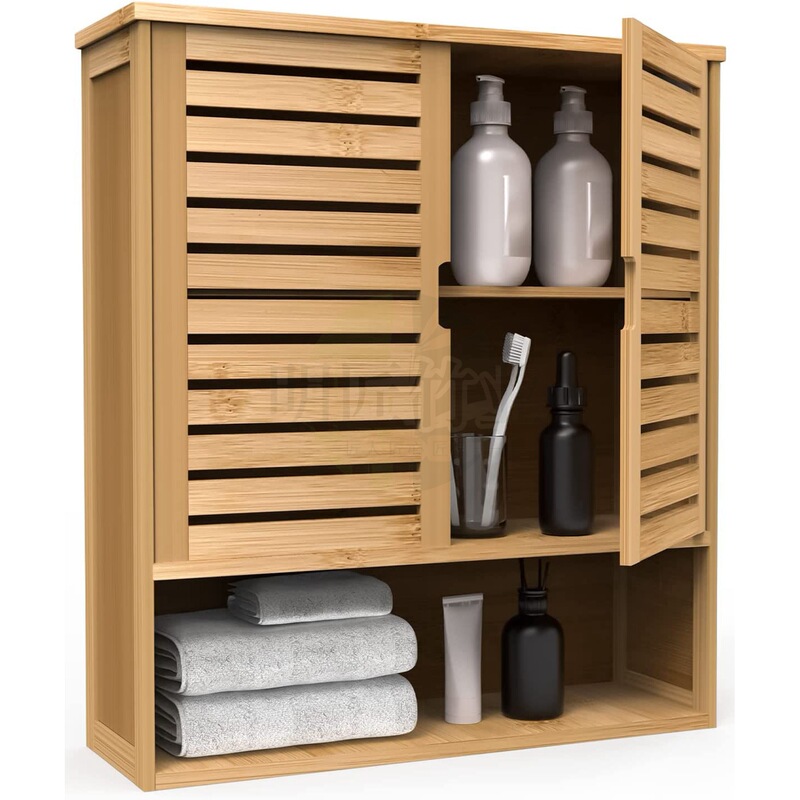 Factory wholesale bamboo multi-layer bathroom wall cabinet with adjustable shelf bathroom double door cabinet Factory wholesale bamboo multi-layer bathroom wall cabinet with adjustable shelf bathroom double door cabinet