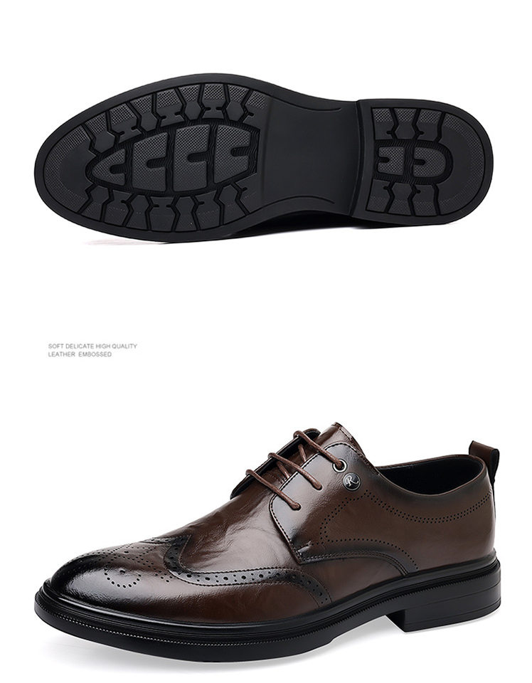Giày sandal da nam kiểu Brogue khoét lỗ thoáng khí cỡ lớn — Kiểu khoét rỗng màu nâu, Màu nâu, dùng được bốn mùa, Mẫu đen bốn mùa, Kiểu khoét rỗng màu đen chi tiết 29
