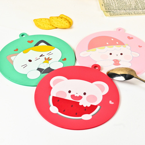 Kitchen insulation mat, cute coaster, cartoon bowl mat, silicone anti-scalding placemat, silicone tea coaster, household bowl and plate mat