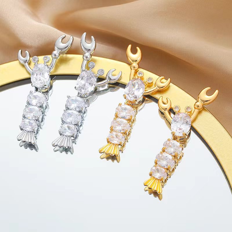 1 Pair Simple Style Lobster Plating Inlay Copper Zircon 24k Gold Plated Drop Earrings display picture 1
