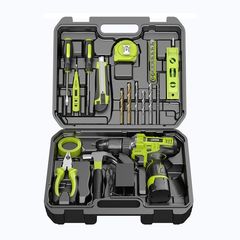ツールボックス、家庭用ツールセット、ハンドドリルコンビネーション、ハードウェア修理、電動ドライバー、工場直販のフルセット