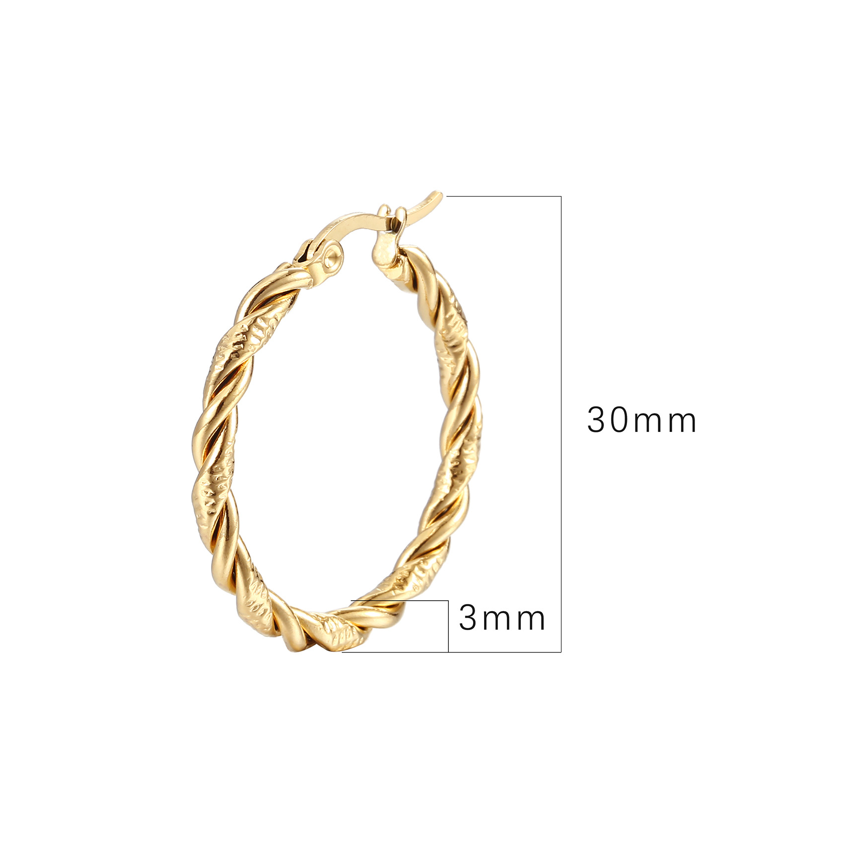 13g Weight Electroplated Gold Plating Process PVD Coated 18K Gold Real Gold Plated Solid Color 201 Stainless Steel Simple Style Waterproof Non Tarnish Hoop Earrings