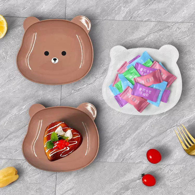 小熊吐骨盘水果盘家用吐骨碟垃圾盘卡通可爱干果盘吐骨碟ins风碟
