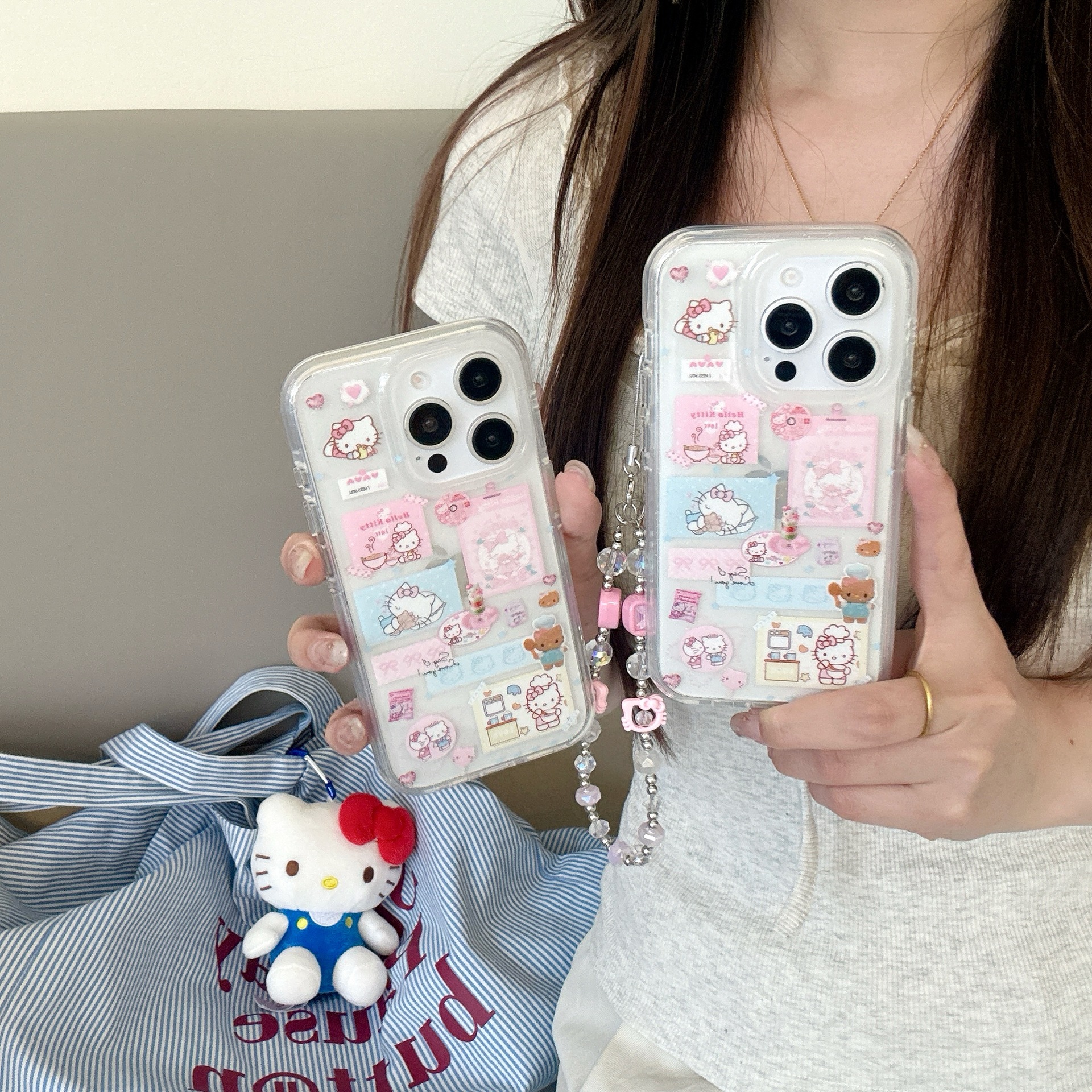 Dibujos animados lindo gato KT adecuado para Apple 16ProMax funda para teléfono móvil 15Pro nuevo 14/13 celebridad de Internet 15PM chica