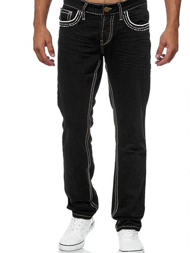 European and American high-quality new men's slim fit two-line jeans classic three-color jeans new