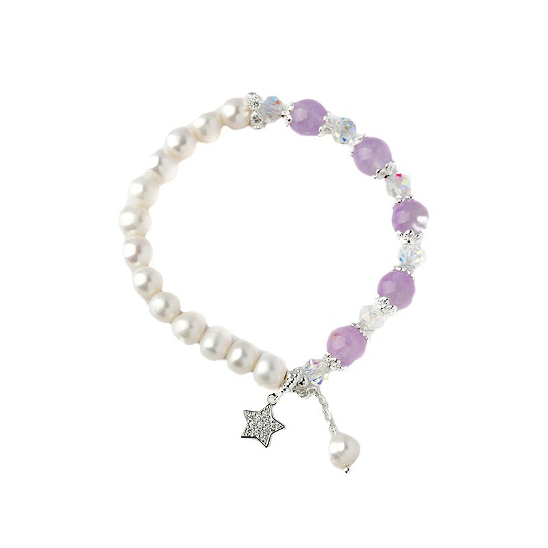 Al por mayor perlas de amatista de lavanda natural pulsera original estrella pequeña pulsera fresca regalo de novia