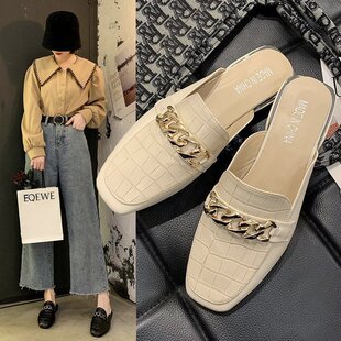 Mueller shoes women's 2022 spring and summer new foreign trade large size covered head half sop Joker square head low heel sandals wholesale