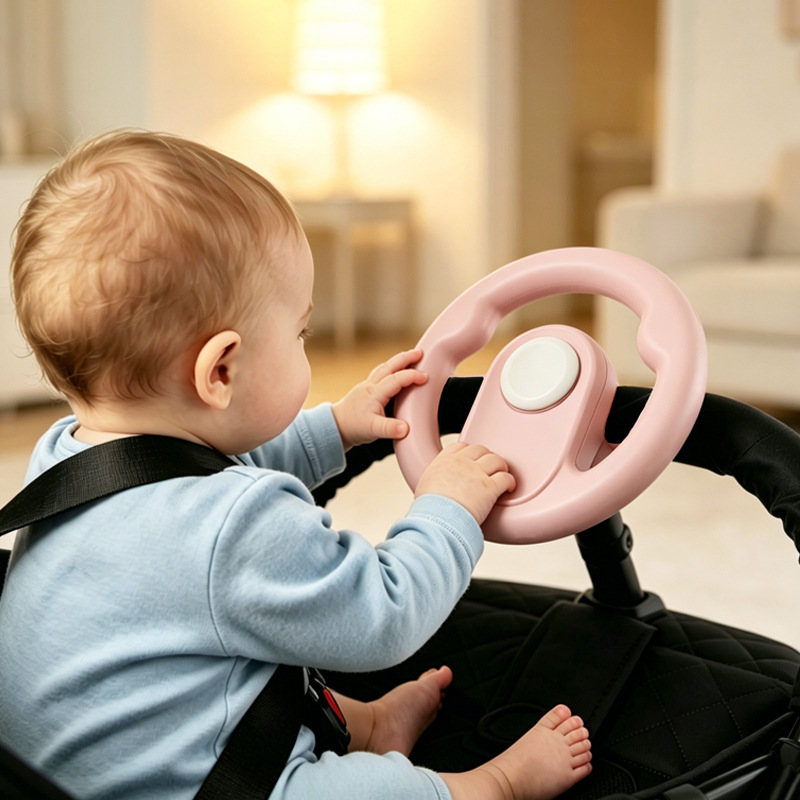 New Children's Co-Driver Steering Wheel Toy, Baby Simulation Driving Car, Educational Stroller Toy