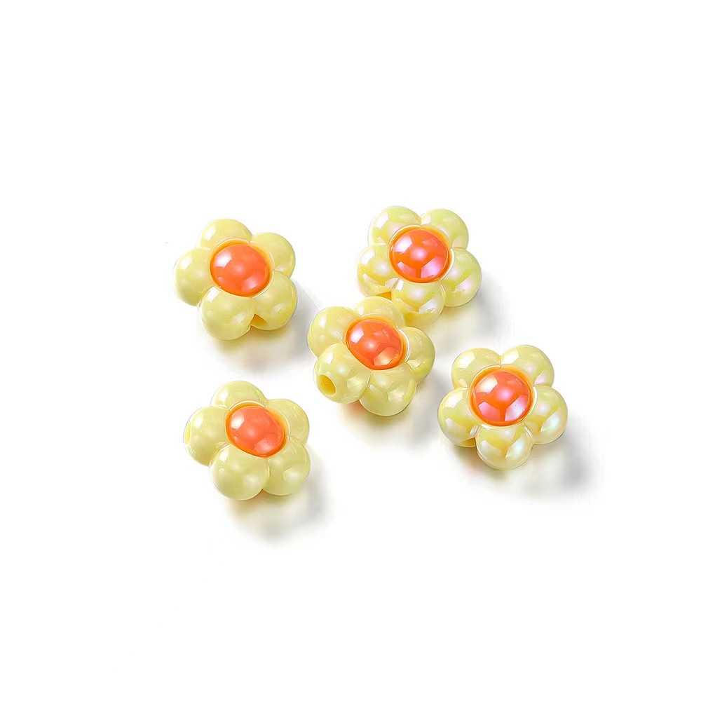 Cuentas de acrílico coloridas plateadas AB y de dos colores girasol, para DIY, accesorios de joyería, llaveros para teléfono móvil, venta al por mayor.