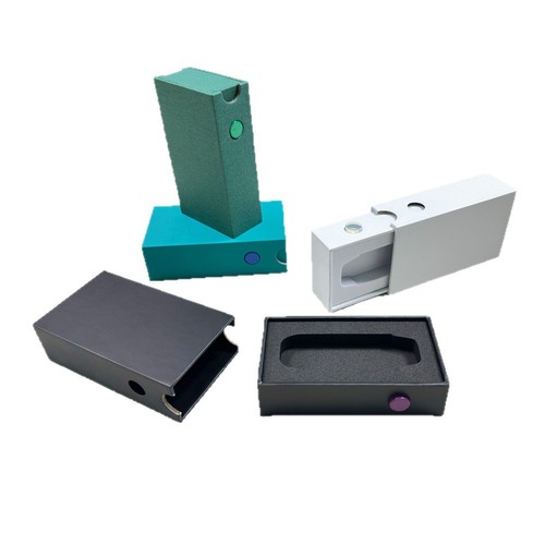 Key-lock child-proof box for vape pen packaging, child-resistant CR safety lock, colored box, drawer box