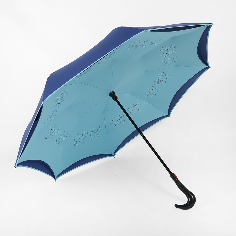 Double-Layer Automatic Reverse Umbrella, Hands-Free Long Handle, Extra Large and Strong Sunny Umbrella, Reverse Umbrella with Printed Advertising Gift Umbrella