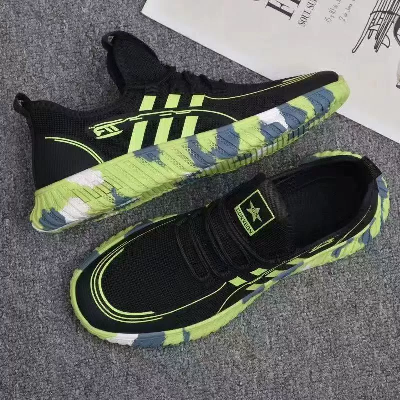 Мужская обувь 2024 популярная спортивная летающая обувь дышащая легкая студенческая обувь дикая мужская обувь повседневная удобная плоская обувь