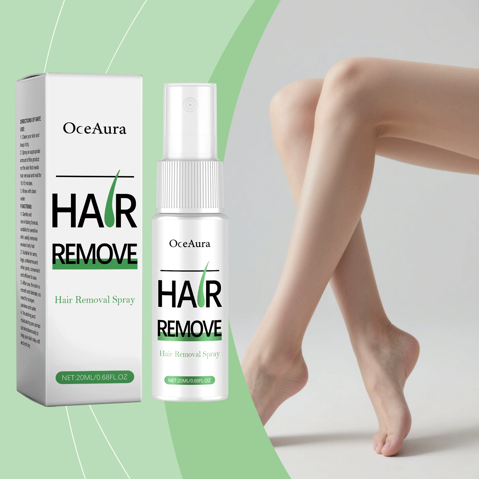 OCEAURA Body Gentle Спрей для удаления волос Нежное очищение кожи Освежающий увлажняющий спрей для нежного ухода за телом