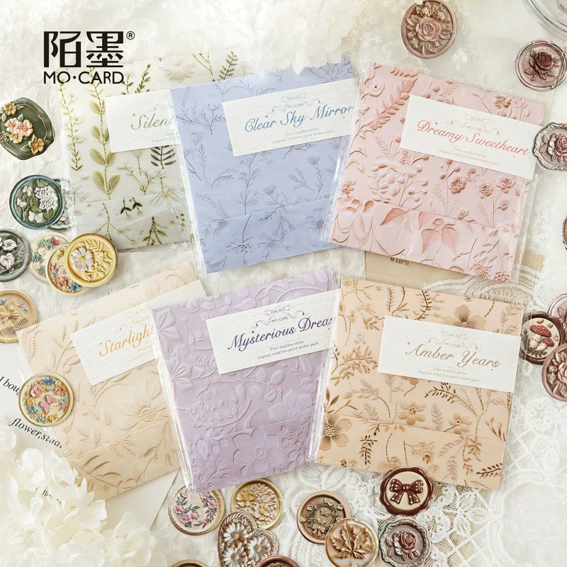 Пакет наклейок с тиснением по методике имени Шэнму (Shengmu Impression Letterpress Relief Sticker Pack Time Mailbox Series) 20 фотографий лакированной краски, основа материала