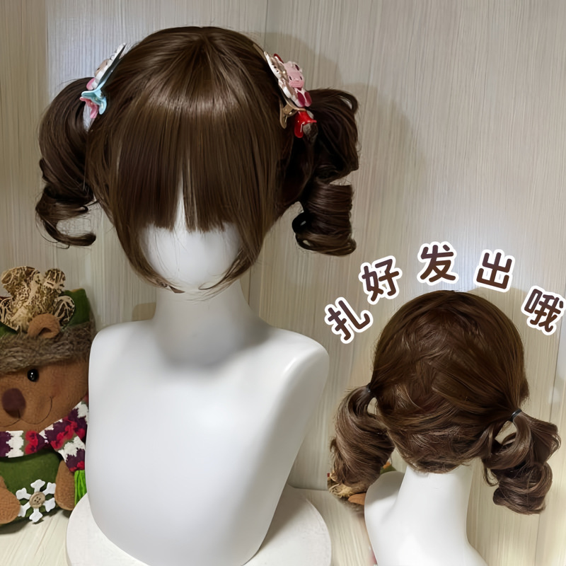 假发女自然无痕甜心可爱时尚修脸lolita双马尾罗马卷JK短发全头套|undefined