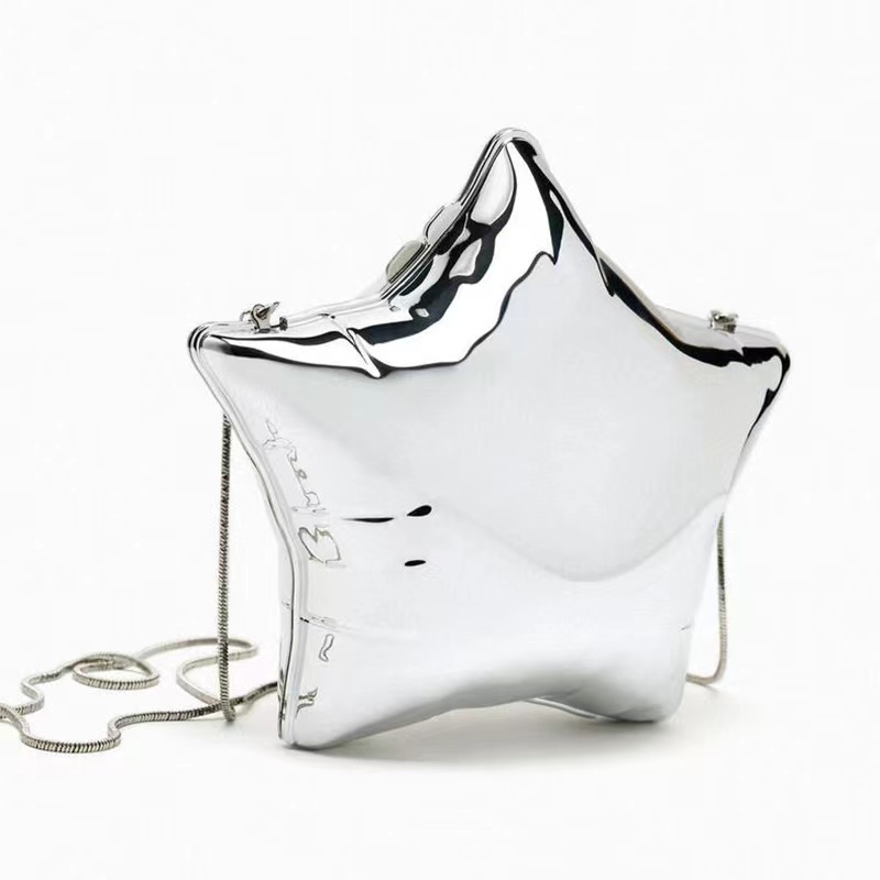 New Spring/Summer 2025 gold and silver star shoulder bag, mini chain bag, casual and fashionable crossbody acrylic bag undefined