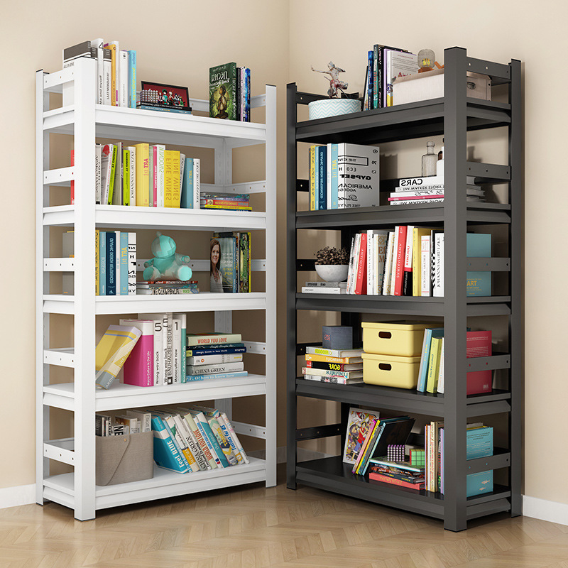 Iron Art Bookshelf Storage Rack Floor-Standing Multi-Layer Household Simple Bookcase Living Room Storage Iron Shelf Steel Customization