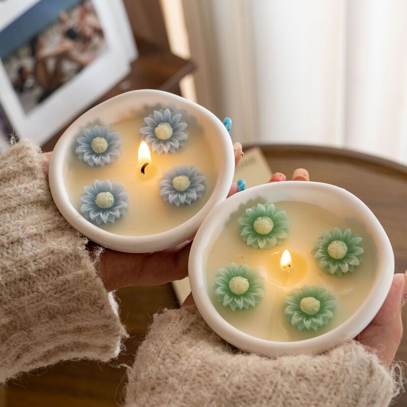 Gypsum bowl chamomile scented candle wholesale ins gift bedroom fragrance flower-shaped candle cup decoration