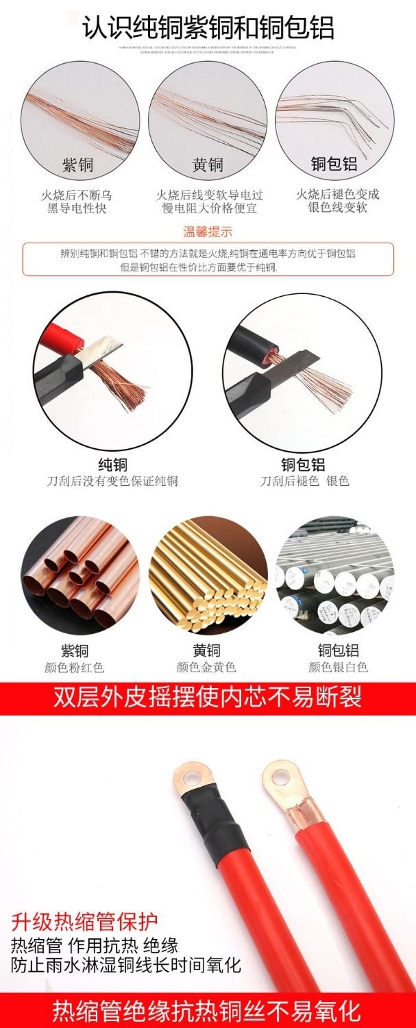 Suitable for Car Battery Jumper Cables, Pure Copper Jumper Cables, Over-The-River Dragon Clips, Car Ignition Connection Cables