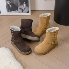 真皮勃肯雪地靴女2025新款冬季加绒加厚两穿短靴保暖东北大棉鞋女
