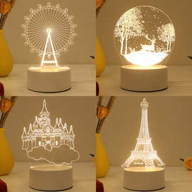 跨境创意3D小夜灯批发圣诞节礼物床头氛围灯台灯六一儿童节礼物