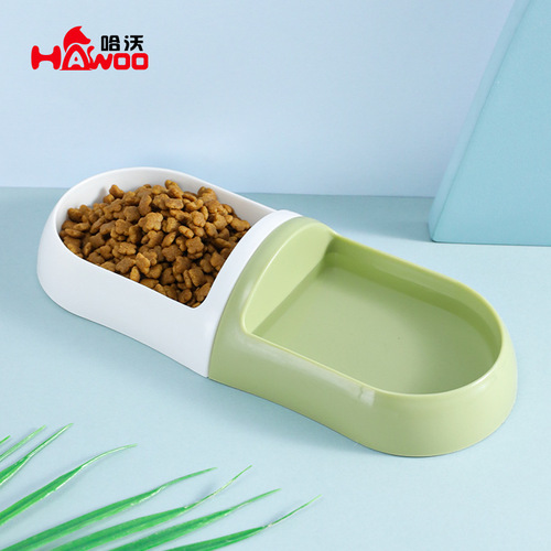New plastic cat bowl combination capsule color matching double bowl oval cat and dog feeding basin pet supplies wholesale