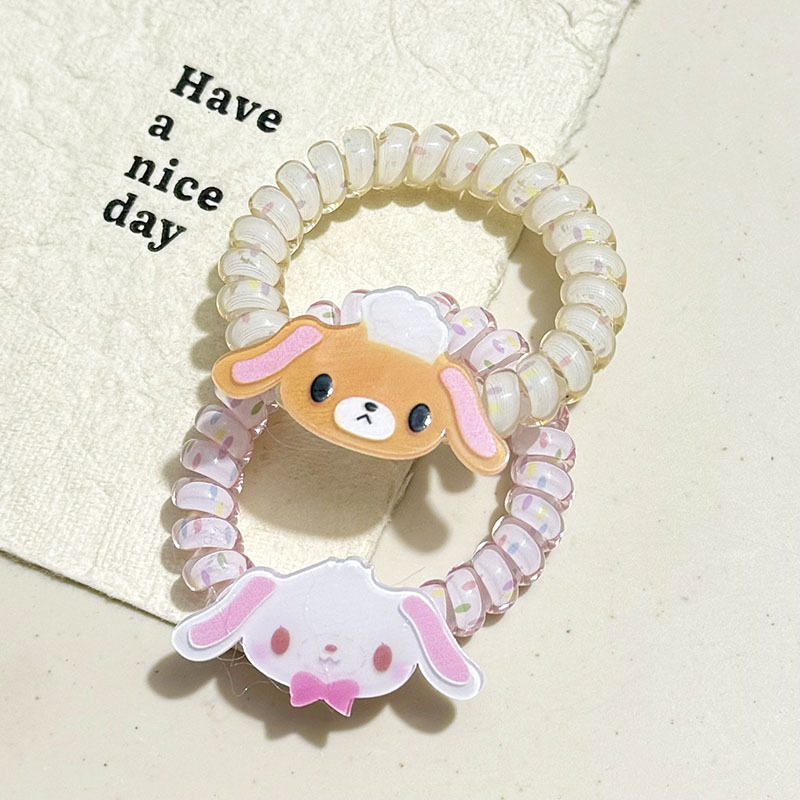 New Style Bunny Fresh Telephone Wire Hair Tie for Women, Ins Cartoon Traceless Hair Tie, Elastic Hair Band, Bun Hair Rope for Women