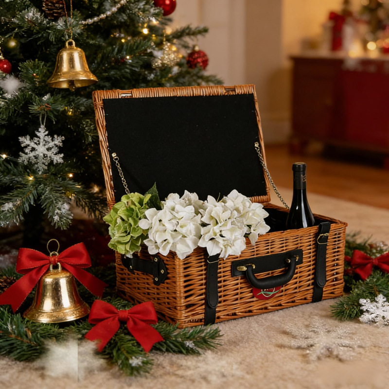 Cestas de regalo de alta calidad retro tejidas a mano canasta de regalo de Navidad canasta de picnic de sauce canasta vacía canasta de basura