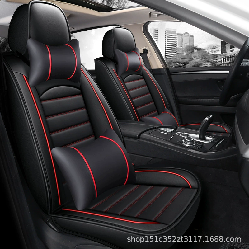 Подушка для автомобильного сиденья Four Seasons Универсальная кожаная полностью окруженная подушка для сиденья автомобиля Универсальная пятиместная полная подушка для автомобильного сиденья пятицветная полная кожа
