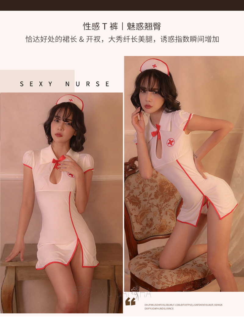 Adult Uniform Roleplay Lingerie Set with Headpiece, Dress and Thong — detail image 14