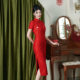 2024 Summer New Lace Red Engagement Cheongsam Back to Mother's House Slimming Slim-fit Improved Cheongsam Wedding Dress