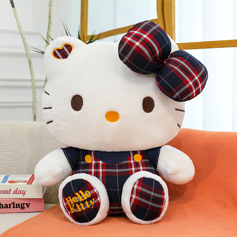 クリエイティブチェック柄スカート猫人形キャンパスハローキティぬいぐるみキャッチャーマシン人形かわいい人形外国貿易卸売|undefined