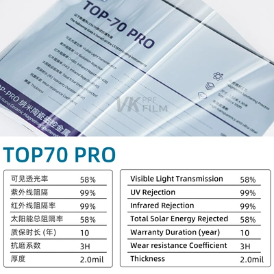 Automotive Film TOP‑PRO magnetron sputtering metal - 152m-15m-top70-pro