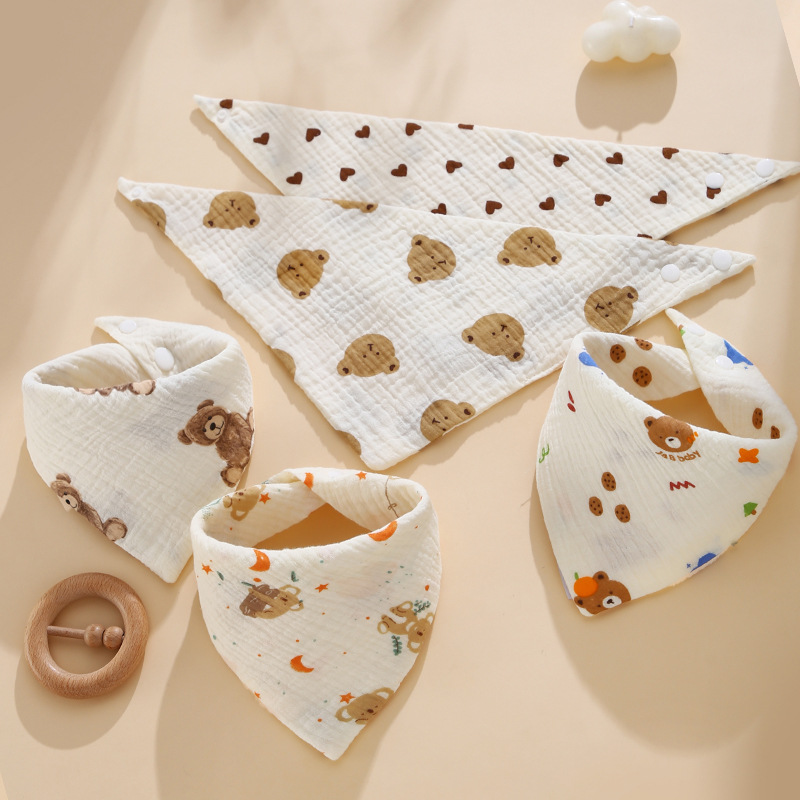 Toallas de saliva para bebés de cuatro capas de tela de crimpos de dibujos animados buckle buckle toallas de triángulo para bebés delantal recién nacido