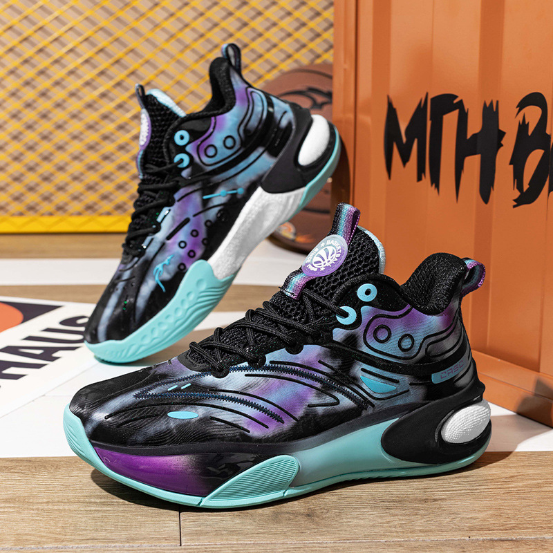 Zapatos deportivos para hombres 2024 nuevos zapatos de baloncesto para hombres fricción sonora de color de amortiguación de zapatos juveniles de estudiantes zapatos de fútbol para hombres