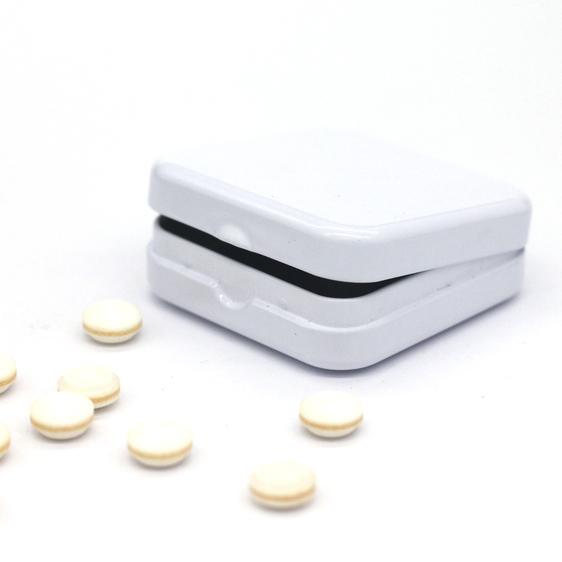 En stock pequeño caramelo de menta caja de hierro embalaje de almacenamiento de joyería caja ciega medicina portátil partículas de metal de impresión en color cuadrado image 5